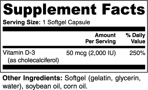 Vitamin D3, 100 softgels