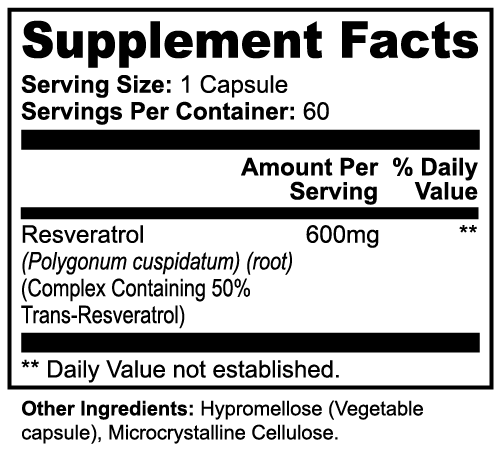 Resveratrol 600mg, 60 capsules