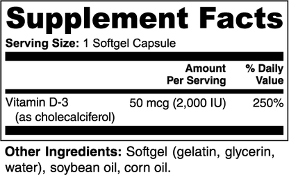 Vitamin D3, 100 softgels